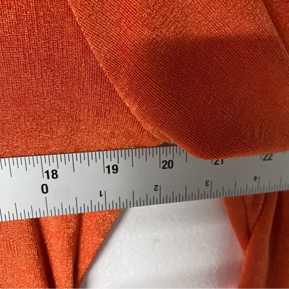 JLUXLABEL KARA MOCK NECK DRESS MIDI 2XL SLINKY STRETCH WAIST GATHERING ORANGE - Picture 6 of 9